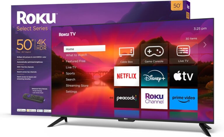 Roku Smart TV – 50-Inch Select Series 4K HDR RokuTV Enhanced Voice Remote, Brilliant 4K Picture, Automatic Brightness, & Seamless Streaming – Live Local News, Sports, Family Entertainment (Renewed)