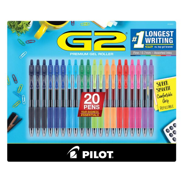 Pilot G2 Gel Pens Assorted Colors, 20-pack