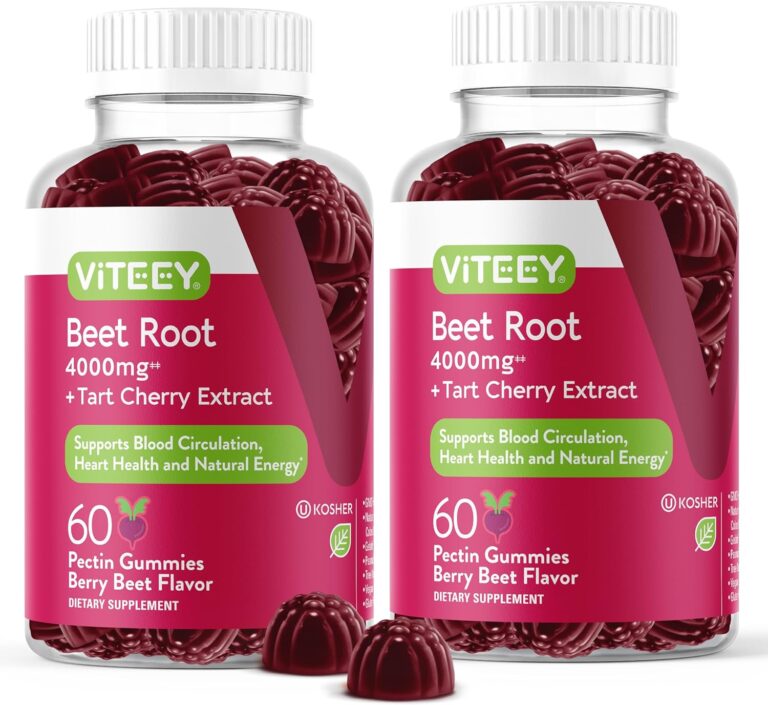 Beet Root Gummies 4000mg with Tart Cherry - for Healthy Blood Pressure Support - Vegan, Gelatin Free, Gluten Free - Tasty Chewable Berry Beet Flavored Gummy