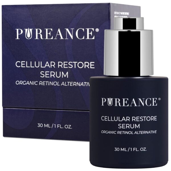 PUREANCE Organic Retinol Bakuchiol Serum for Face with Jojoba Oil, Sea Buckthorn, Bakuchiol oil I Anti Aging Collagen Booster Serum, Reduces Fine Lines & Wrinkles I 1 Fl Oz