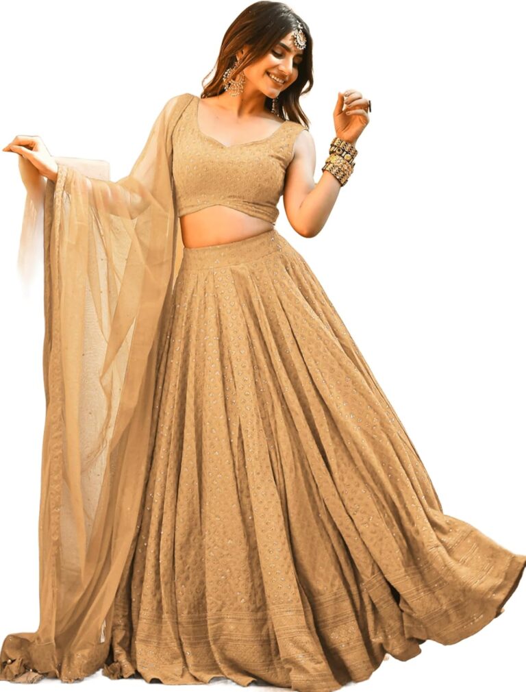 Glamorous Mustard Yellow Sequins Lehenga Choli With Net Dupatta (Beige, 40)