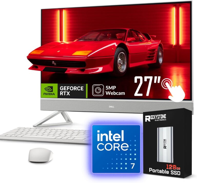 Dell Inspiron 7730 All in One Desktop Computer, 27" FHD Touchscreen, Inte Core 7 150U(>i7-14700, 5.40 GHz), GeForce MX570A Graphics, WiFi 6E, Keyboard&Mouse, Windows 11 Home, White(64GB RAM | 1TB SSD)