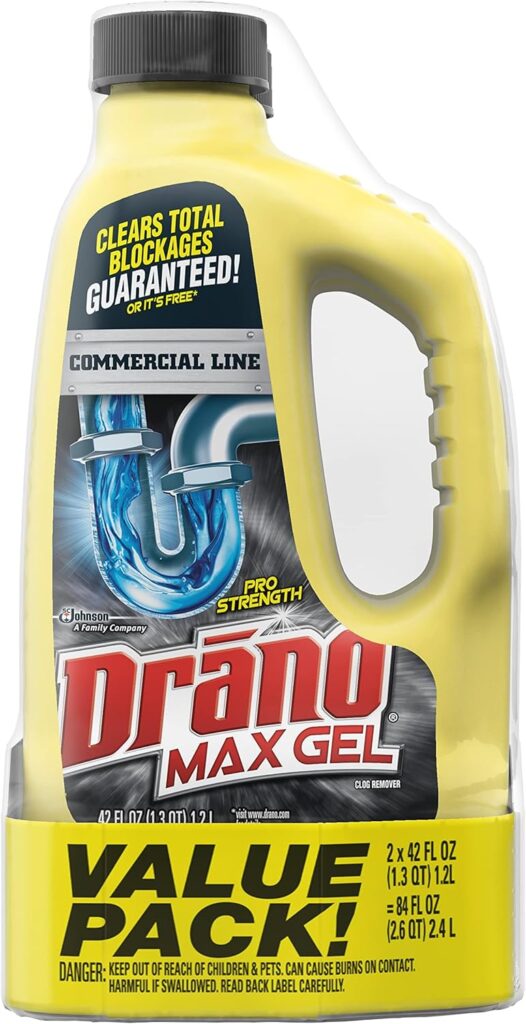 Drano Max Gel Drain Clog Remover and Cleaner for Shower or Sink Drains, Unclogs and Removes Hair, Soap Scum, Blockages, Commercial Line, 42 oz (Pack of 2)