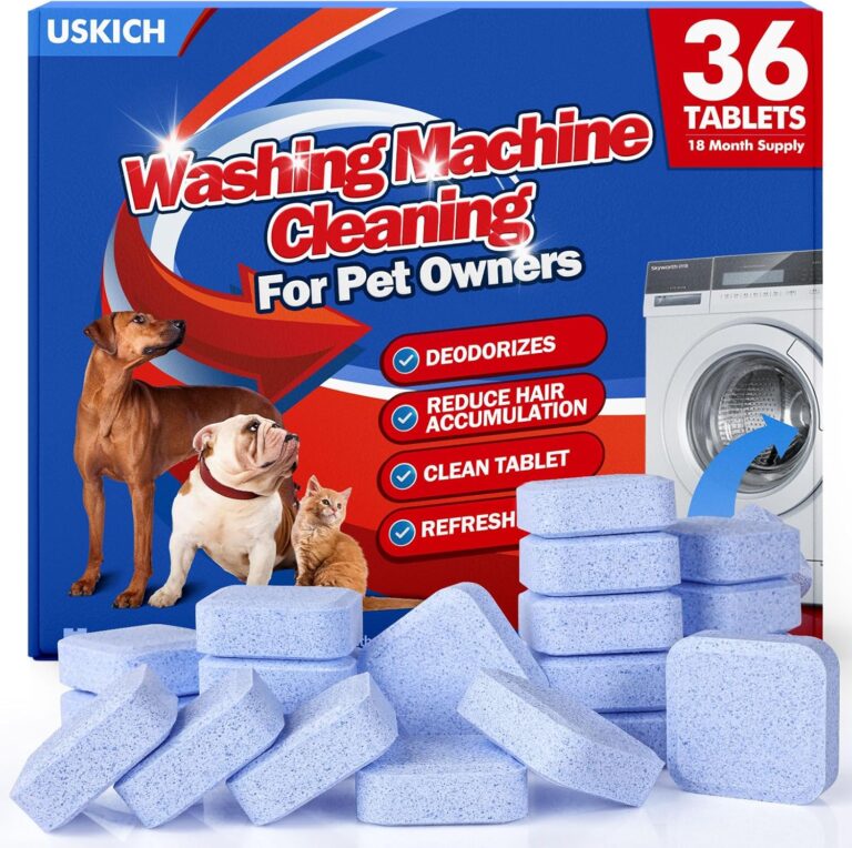 Washing Machine Cleaner-36Pack-18 Month Supply,Washer Machine Cleaner Tablets Formulated For Pet Owners,Easy Pet Hair Remover for Laundry,Compatible with HE, Top & Front Load Washer.Septic Safe