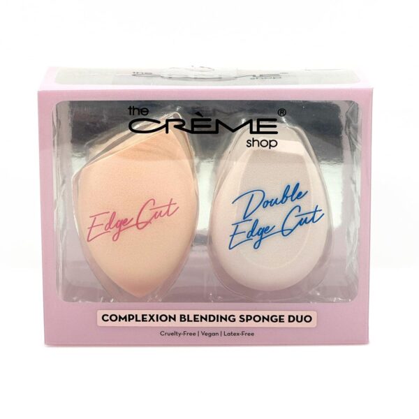 The Crème Shop Complexion Blending Sponge Duo | Makeup Sponges for Foundation | Makeup Sponge Set | Edged & Double Edged Beauty Blender Sponge (Set of 2)