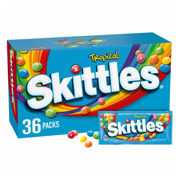Skittles Tropical Full Size Chewy Candy, 2.17 oz, 36-count