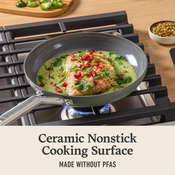 Calphalon Ceramic Nonstick 12-Piece Cookware Set, Silver Ash