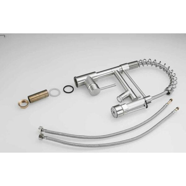 Double-Handle Pull-Down Sprayer Kitchen Faucet with LED in Brushed Nickel