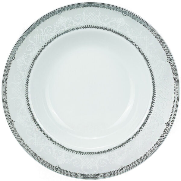 Lorren Home Trends 57-piece Porcelain Dinnerware Set with Silver Accent
