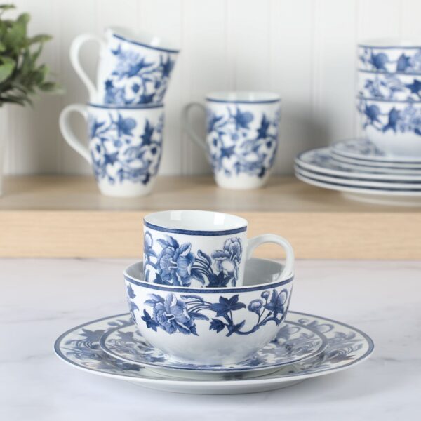 Martha Stewart Goodale Vintage Blue Stoneware 16 Piece Dinnerware Set