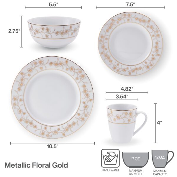 Mikasa Metallic Floral 32-Piece Dinnerware Set, Service For 8, White