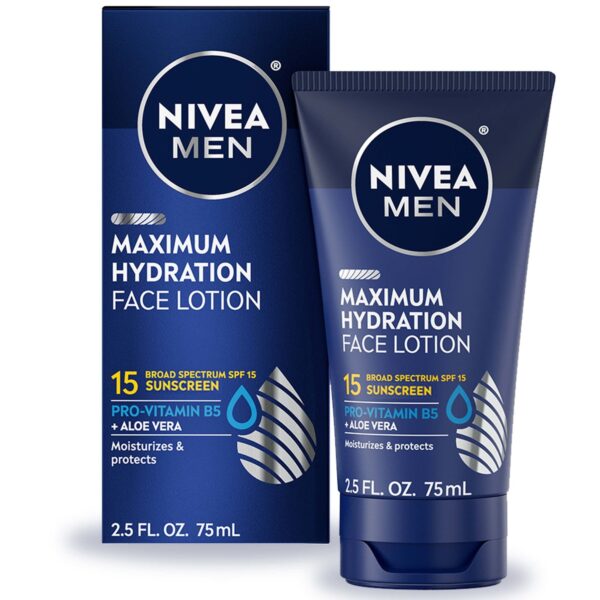 NIVEA MEN Maximum Hydration Face Lotion, Moisturizer SPF 15 Broad Spectrum Sunscreen, 2.5 fl oz