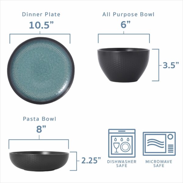 Pfaltzgraff Maddox Teal 12-Piece Dinnerware Set, Service for 4