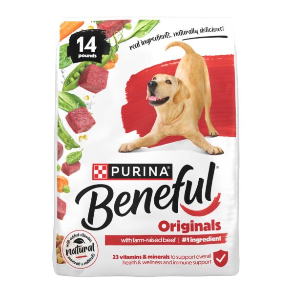 Purina Beneful Originals with Farm-Raised Beef Natural Dry Dog Food Recipe with Added Vitamins, Minerals and Nutrients, 14 lb Bag